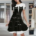 thumbnail image 2 of Black Cat Pattern Print Women's Classic Swing Skater Dress Casual Work Party Cocktail Dresses, 2 of 6