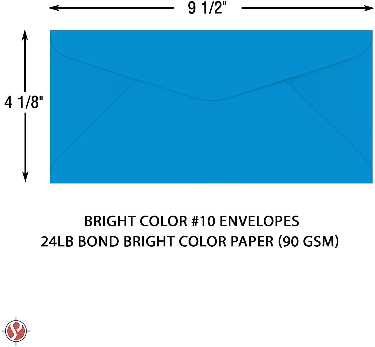 Blue Bright Color #10 Envelopes - Great for Mailing Letters, Business Memos, Invitations, Invoices, Bills | 4 1/8" x 9 1/2" | 50 Envelopes
