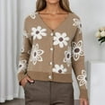 thumbnail image 2 of Cute Cardigans Women Floral Pattern V Neck Short Knit Button Up Sweater Soft Cozy Top Lightweight Cardigans, 2 of 5