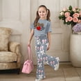 thumbnail image 2 of Gaexia Kids Lounge Sets Girls,Valentine's Day Girls Outfit Cute Bow Heart Print Short Sleeve Top With Flare Leg Pants Toddler Two Piece Matching Fashion Clothes,9-10 Years, 2 of 6