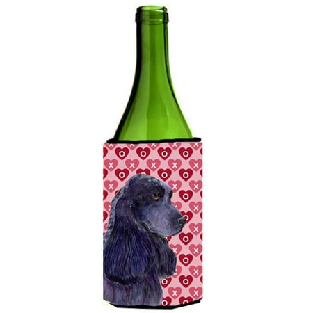 

Black Cocker Spaniel Hearts Love Valentines Day Wine bottle sleeve Hugger - 24 oz.
