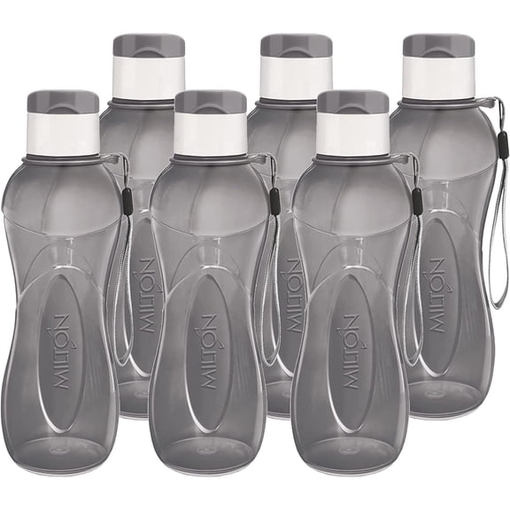 MILTON 12 oz Kids Reusable Water Bottles 6-Pack Leak‑Proof, Black