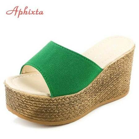 

Aphixta 9cm Heels Slides Women s Shoes Woman Slippers Flip Flops Wedge Platform Shoes Woman Beach Slippers Zapatos Mujer