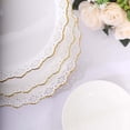 thumbnail image 2 of Efavormart 15" White 3-Tier Plastic Cupcake Tray Tower With Gold Scalloped Edges, Reusable Round Dessert Stand With Lace Cut Rim, 2 of 11
