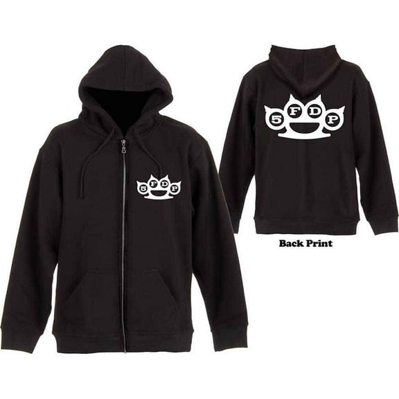 Five Finger Death Punch Unisex Zipped Hoodie Sweatshirt Knuckles (Back Print) (Small)