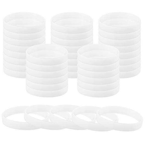 Uxcell Glow in the Dark Bracelets, 60 Pcs Unisex Silicone Sports Glow Wristbands for Party Fashion Decorations White