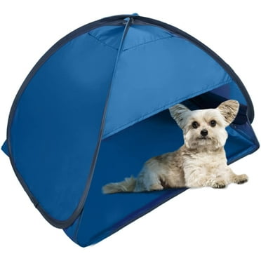 Gealach us Pet Sunshade Tent, Portable Pop-Up, 1-Piece, UV Resistant & Windproof, With 2 Sandbags, Suitable for Small Pets, Blue.