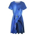 thumbnail image 4 of Blue Flowers Short Sleeve Dress Women Summer Evening Dresses Ladies Sundress, 4 of 7