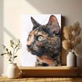 thumbnail image 6 of Tortoiseshell Cat Portrait Canvas Wall Art Print, Living Room Bedroom Coffee Shop Home Decor, 6 of 8