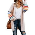 thumbnail image 2 of Cardigan For Women Over Warm Rainbow Stripe Print Long Sleeve Open Front Fashion Outwear Sweater Tops Lightweight Outwear Coats, 2 of 9
