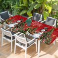thumbnail image 2 of Red Christmas Table Cloths for 8 Foot Rectangle Tables, Snowman Xmas Tree Snowflake Gifts Elk Patio Waterproof Elastic Fitted Tablecloths, Washable Rectangular Table Cover for Camping, 2 of 8