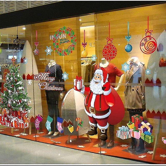 Pegatinas estáticas Se aferra Vinilo removible Papá Noel Árbol Hombre Flak