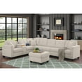 thumbnail image 4 of Hybition Modern Convertible Velvet Sectional Sofa with Ottoman&Console Beige, 4 of 9