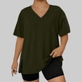 thumbnail image 2 of Purcolt Womens Plus Size Summer Tops Side Slit Short Sleeve V Neck T Shirts Casual Loose Tunic Tops Solid Color Tees Blouses L-5XL, 2 of 6