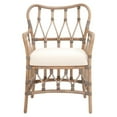 thumbnail image 2 of Lattice Design Wooden Arm Chair with Rattan Binding, Brown- Saltoro Sherpi, 2 of 5