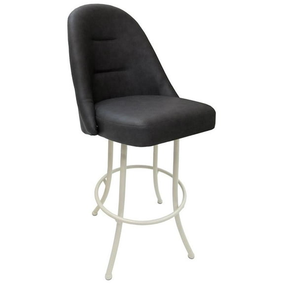 Swivel Metal Bar Stool 30" M-235 - Grey Vinyl - White