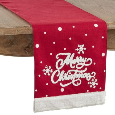 Fennco Styles Embroidered Merry Christmas Snowflake Table Runner 13 x 72 Inch