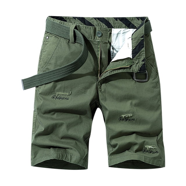 Mens Short Pants Fashion Mens Pocket Zipper Buttons Solid Leisure Time Tooling Short Pants