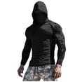 thumbnail image 4 of Aobny Mens Shirt Slim Fit Sun Shirt Camo T-Shirts Long Sleeve Hooded Summer Shirts for Men,Black,XXL, 4 of 5
