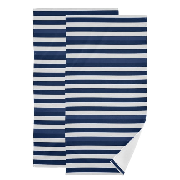 2-Piece Polyester cotton Towel Set Absorbent Blue and White Stripes Hand Towel Bath Towel Soft and Comfortable Machine Wash 28.3x14.4