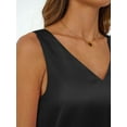 thumbnail image 4 of Women Silk Satin Tank Top V Neck Summer Blouse Sleeveless Shirt Business Casual Dressy Outfit Vacation Clothes Black S, 4 of 6