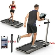 HAPPRUN Under Desks Treadmill,  2.5HP 2 in 1 Folding Treadmill with incline APP for Home Office with Remote Control 300lb