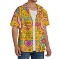 thumbnail image 4 of Disketp Men's Hawaiian Peace Love and Dove Flower Power Print Shirts Button Down Holiday Beach Shirts-Large, 4 of 7