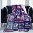 thumbnail image 2 of Custom Flamingo Blanket with Name for Women Men, Personalized Cute Flamingo Themed Design Printed Throw Blankets for Teens Adults Lap, Chair Sofa, Giftable Blanket, 50"x 60", 2 of 6