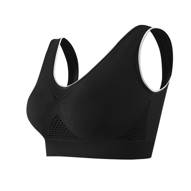 Wo-Fusoul Wireless Plus Size Bra, Front Closure Sports Bra, Breathable Mesh No Underwire Bra for Yoga and Everyday Wear, High Coverage Comfortable Design for Women