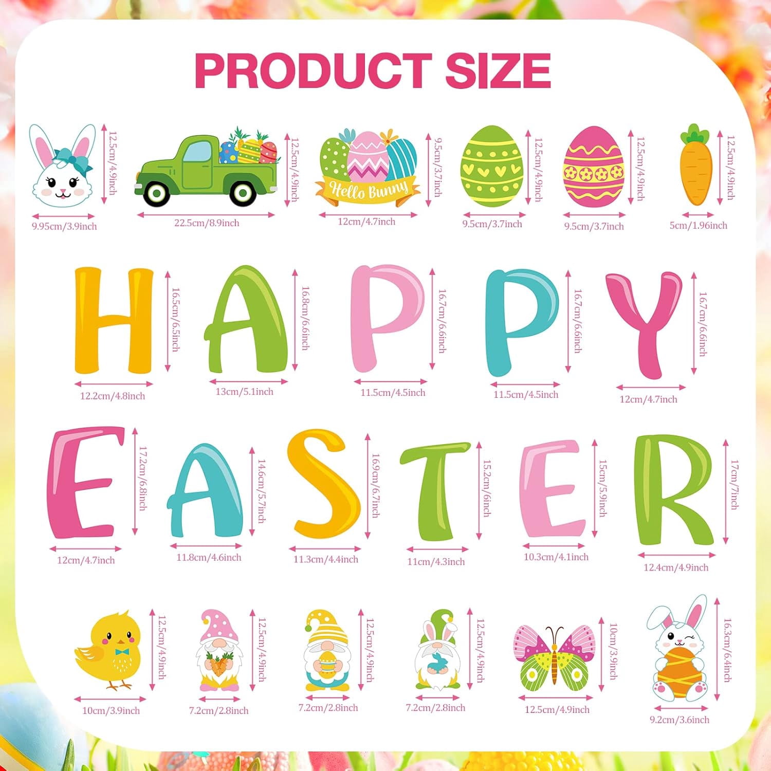 23 Pcs Happy Easter Garage Door Magnets Large Easter Garage Door Decorations Holiday Magnetic Stickers Spring Bunny Garages Magnets Spring Egg Gnome Decals for Car Refrigerator Decor