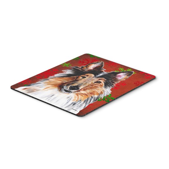 "Collie Red Snowflakes Holiday Mouse Pad Hot Pad or Trivet"