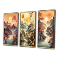 thumbnail image 3 of Designart "Dramatic Sunset Over Mountain Peaks III" Japon Landscape Framed Wall Art Set Of 3 - Red Landscape Japon Frame Canvas Set For Living Room Decor, 3 of 6
