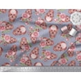 thumbnail image 3 of Soimoi Cotton Jersey Fabric Skull & Begonia Floral Printed Fabric 1 Yard 58 Inch Wide, 3 of 3