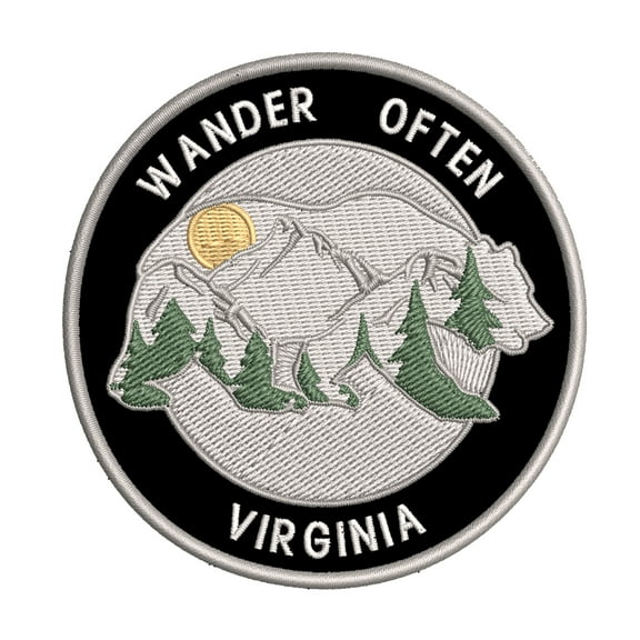 Wander Often! Virginia 3.5 Inch Iron Or Sew On Embroidered Fabric Badge Patch Seek Adventure, National Park Iconic Series