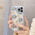 thumbnail image 2 of Case Compatible for iPhone 13 Mini, Cute Flower Soft TPU Protective Bumper Cover Women Girls, Blue Floral Pattern Phone Case for iPhone 13 Mini (5.4 inch), 2 of 7