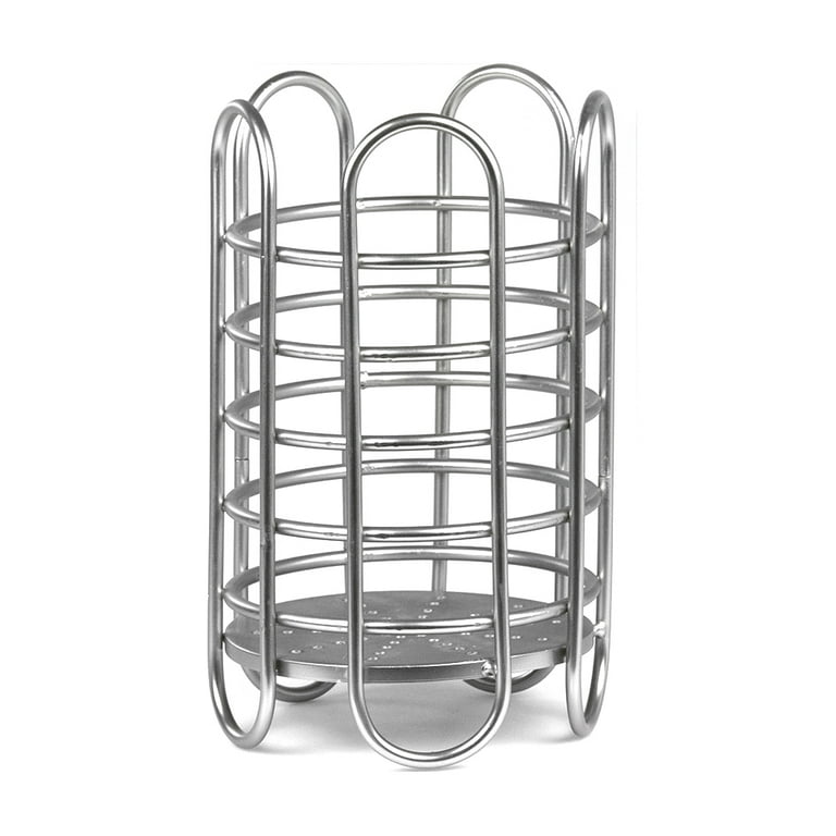 Simplicity Satin Nickel Free-Standing Utensil and Cutlery Holder with Quick Draining Holes Simplicity Satin Nickel Free-Standing Utensil and Cutlery Holder with Quick Draining Holes