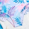 thumbnail image 6 of Kiijoy Girls Ruffle Long Sleeve Zipper Rashguard Tropical Print One-Piece Swimsuit, Sizes 3-4, 6 of 6