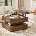 thumbnail image 3 of GUNAITO Lift Top Coffee Table with Storage and Hidden Compartment, Wood Square Coffee Table for Living Room, 31.5'' Small Center Table with Open Display Shelf for Dining Reception Room, Walnut, 3 of 6