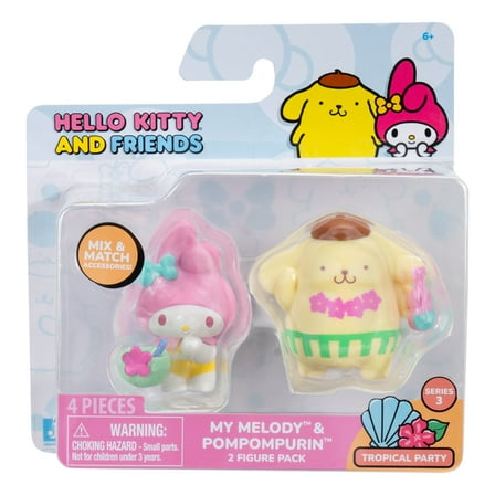 Hello Kitty And Friends My Melody & Pompompurin Tropical Party Vinyl Figures 2-Pack