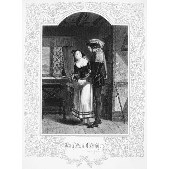 Merry Wifes Of Windsor. /Nplay By William Shakespeare. Gravure sur Acier, Anglais, C1870. Affiche Imprimée par (18 x 24)