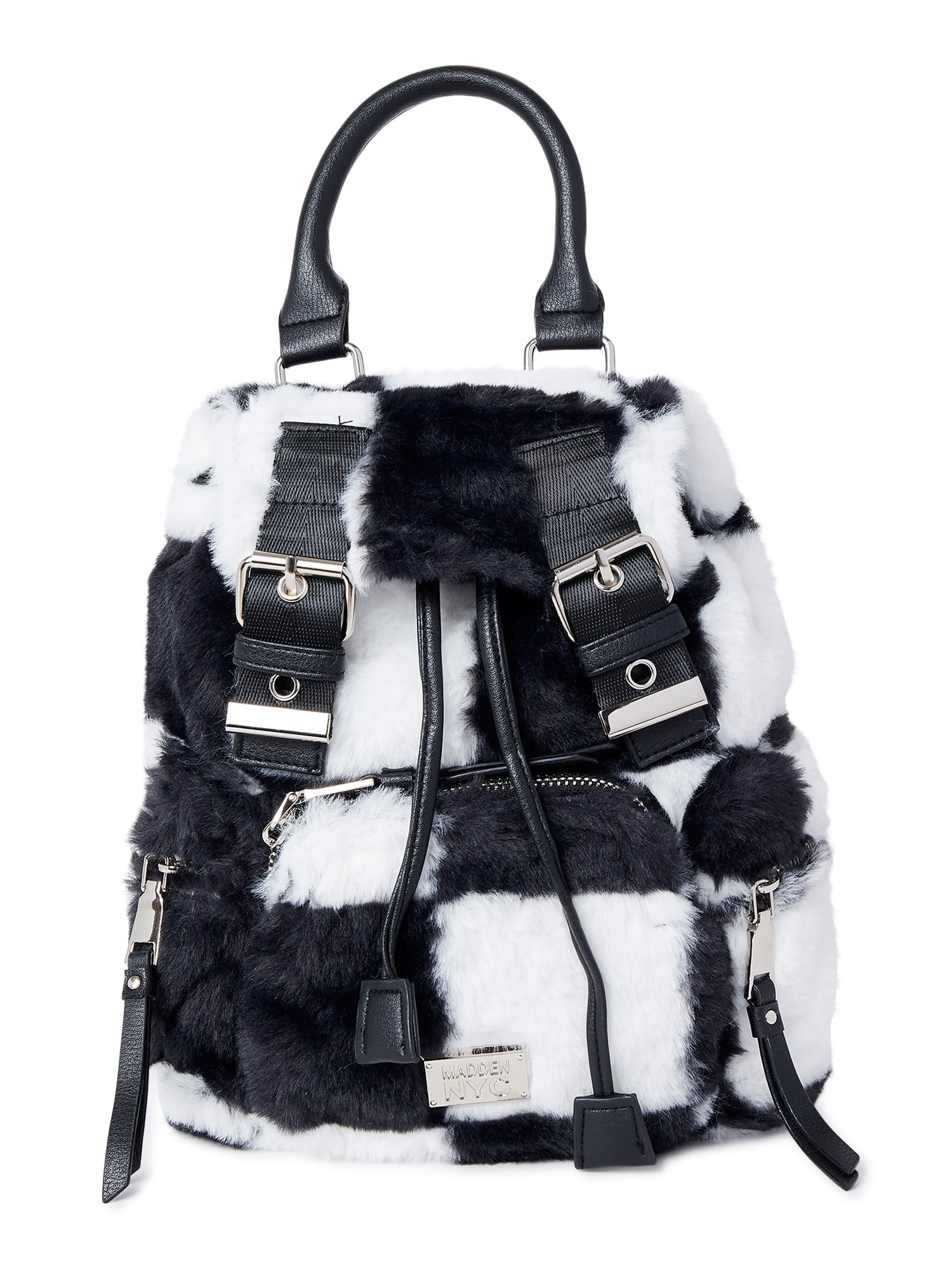 Madden NYC Women's Faux Fur Buckle Backpack