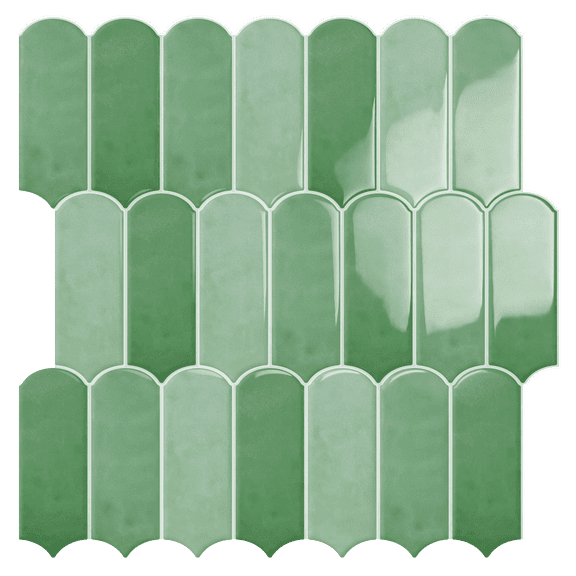 DEWOO 10-Sheet Upgraded Thicker Peel and Stick Kitchen Backsplash Tiles,Waterproof Self-Adhesive Vinyl Wall Tile Fish Scale Mosaic Design,for Bathroom,Fireplace and RV(Light Green,12"12")