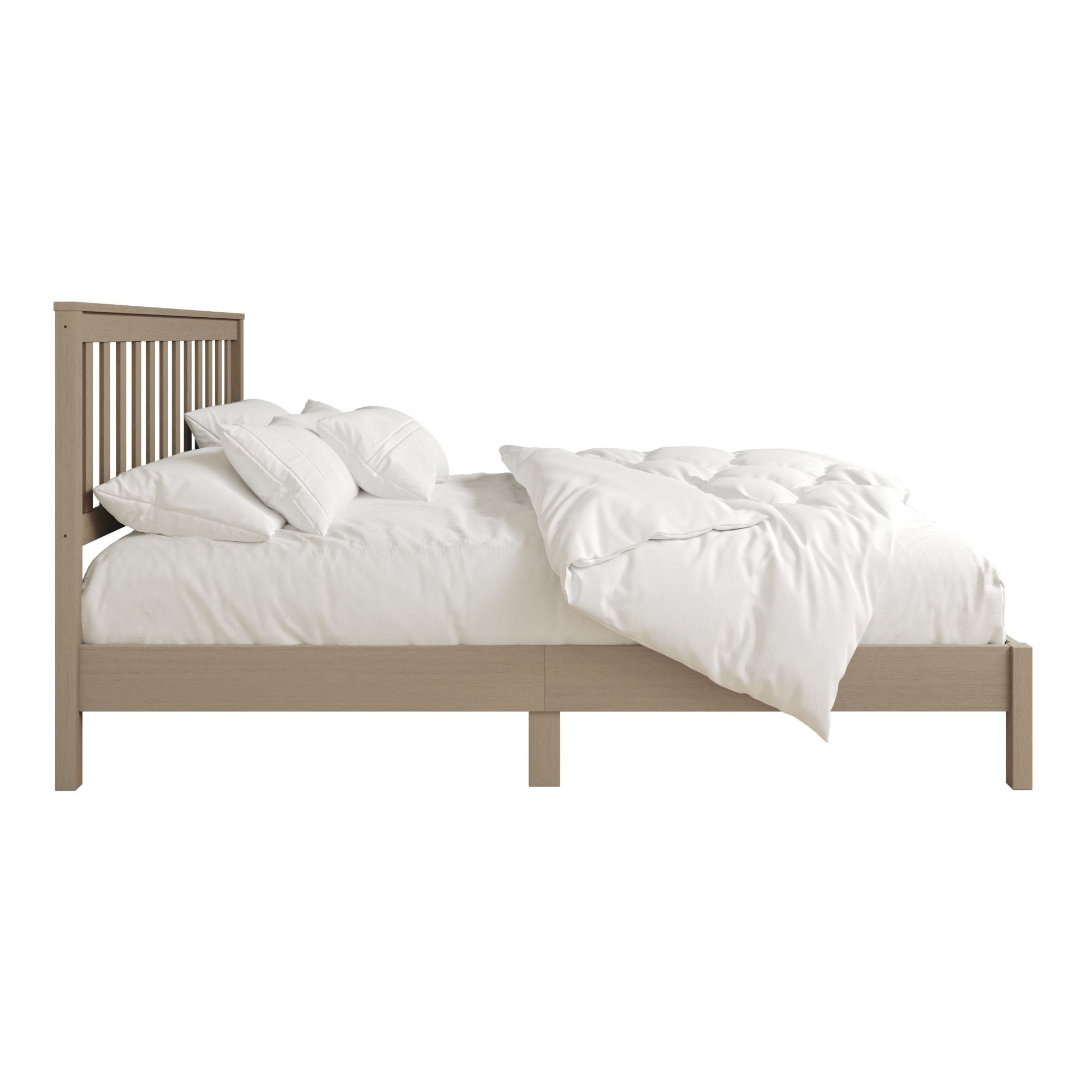 Home Design Fresno Twin Wood Platform Bed Frame with Open Slat Panel Headboard, Gray, Easy Assembly