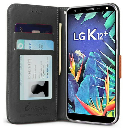 Infolio Wallet Case Credit Card Slot ID Cover, View Stand [with Magnetic Closure, Wrist Strap Lanyard] for LG K40 | LG Solo | LG K12 Plus | LG X4