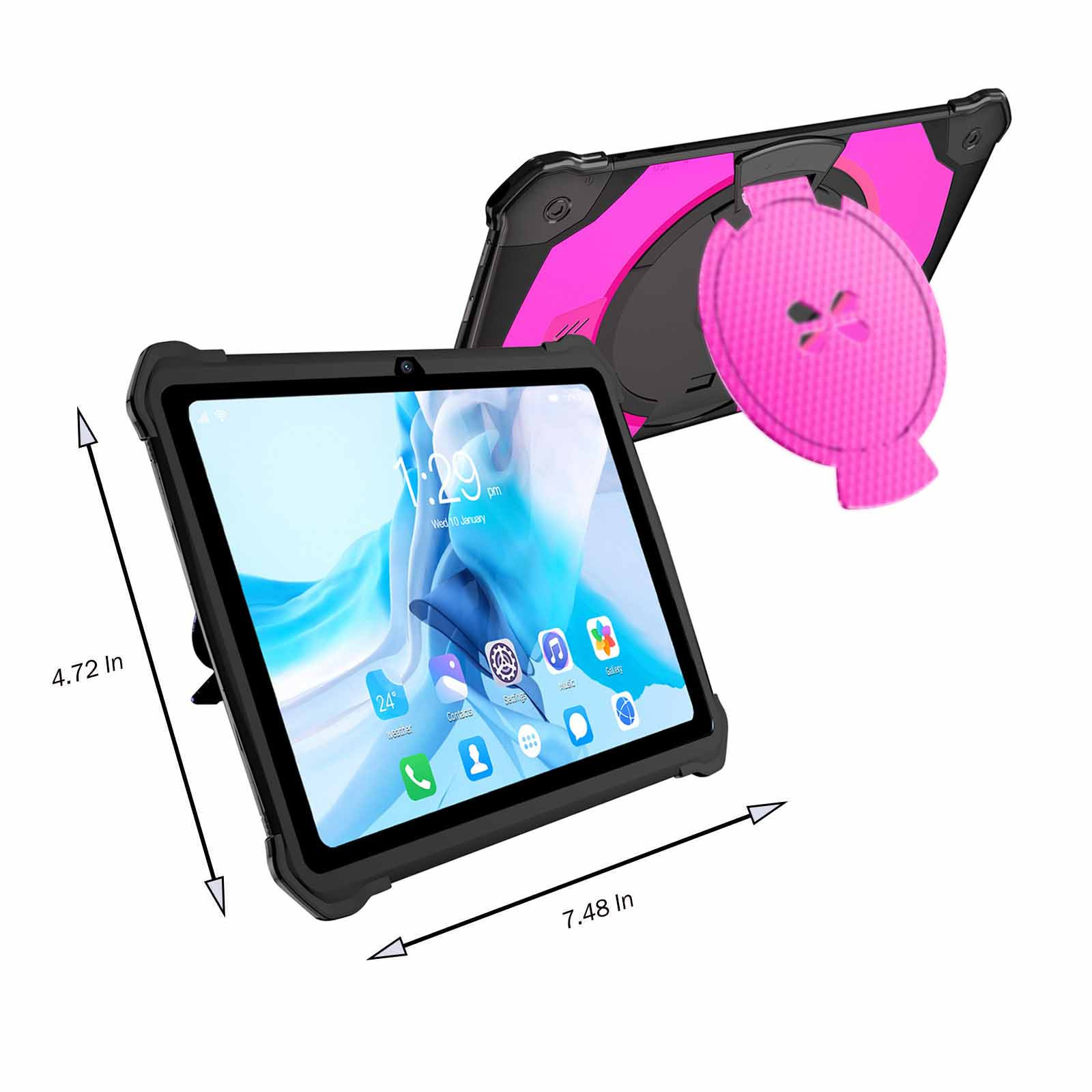 Zznnkj Kids Tablet with 8-Core, 7.1" Android Tablet for Kids with Case Included, HD Touchscreen, WiFi, Bluetooth, Parental Controls, 8000mAh Battery, 16 GB, Ideal Gift for Children, Pink