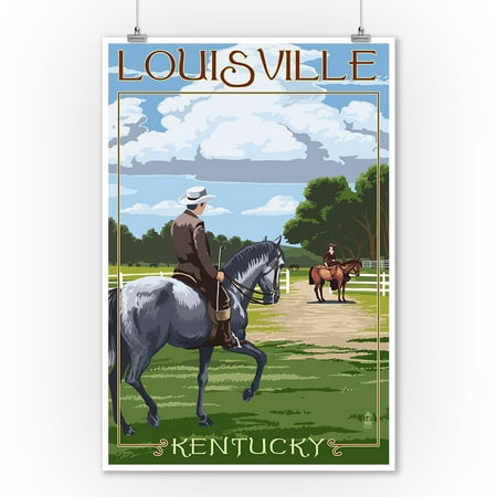 - Louisville, Kentucky - Horse Riders - Lantern Press Artwork (9x12 Art Print, Wall Decor Travel Poster)