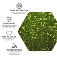 thumbnail image 3 of Honeii Green Glitter Sparkle Print Leather Coaster Set of 4, Ideal for Safeguarding Your Furniture from Drinks Spills and Effortless Cleanup-Hexagon, 3 of 6