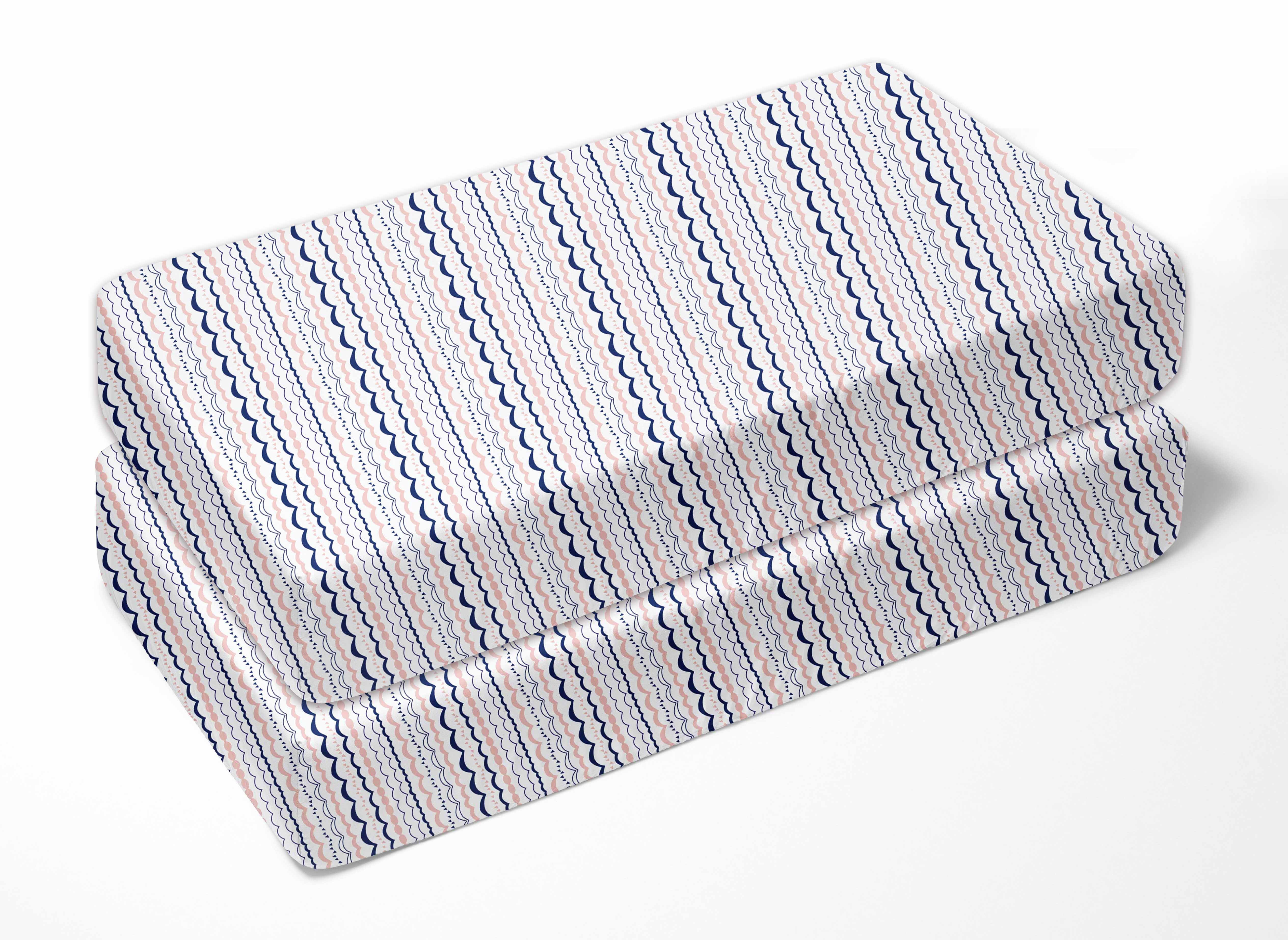 Bacati Olivia Tribal Garland Coral Navy Crib Fitted Sheet 2 ct package