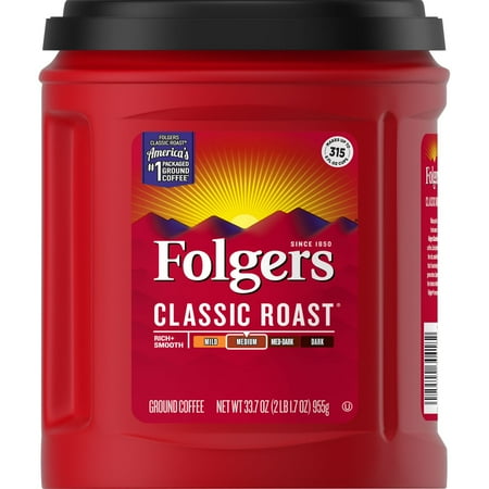Folgers Classic Roast XL Can Medium Roast Coffee - 33.7oz (Pack of 2)