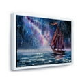 thumbnail image 3 of Designart 'Red Sails & Bright Night Sky With Wooden Sailboat' Nautical & Coastal Framed Canvas Wall Art Print, 3 of 5